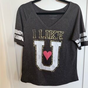 Stranded Charcoal Tee with Gold and Pink Accents Size XL